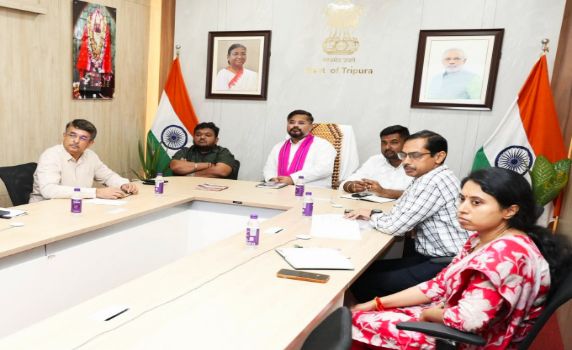 Tripura minister chairs meeting on Seva Jyoti Kalas Yatra at Secretariat, Agartala.